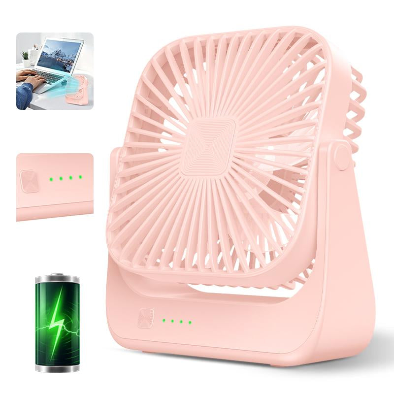 Portable Desk Fan, Powerful Wind, Rechargeable Table Fan for Summer, 360° Pivot, Cooling Fan, 5 Speeds Adjustable Ultra-Quiet Table Fan, USB-C Powered Fan Is Perfect for Offices, Bedrooms, and Desktops, Room Accessories, Birthday Gift