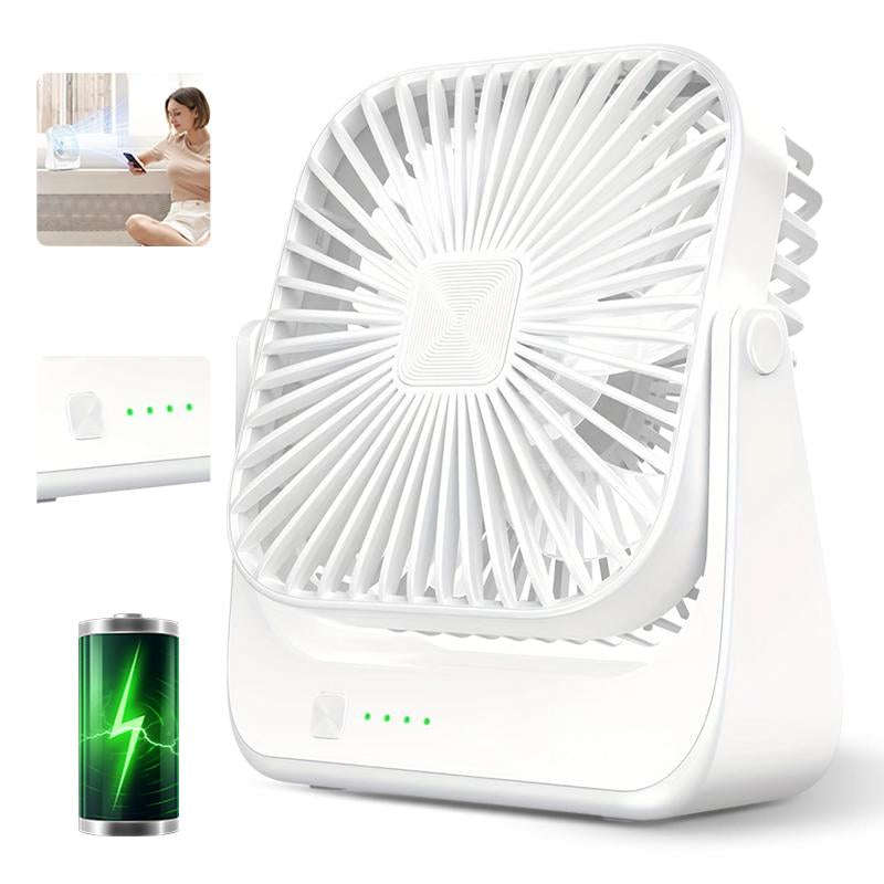 Portable Desk Fan, Powerful Wind, Rechargeable Table Fan for Summer, 360° Pivot, Cooling Fan, 5 Speeds Adjustable Ultra-Quiet Table Fan, USB-C Powered Fan Is Perfect for Offices, Bedrooms, and Desktops, Room Accessories, Birthday Gift