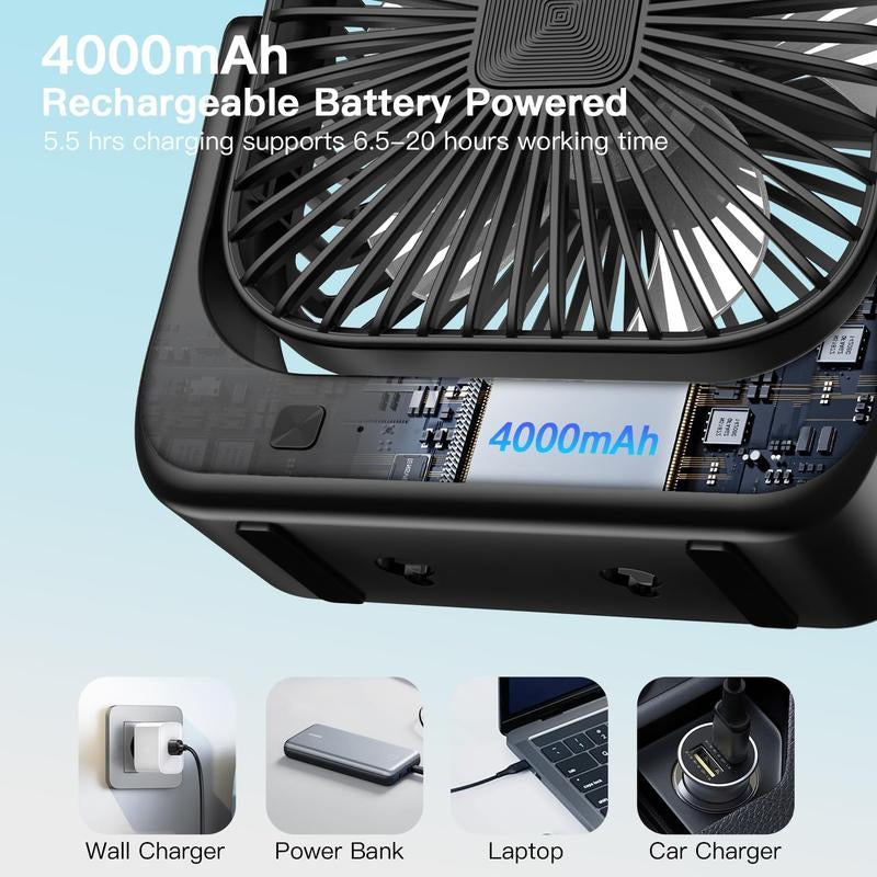Portable Desk Fan, Powerful Wind, Rechargeable Table Fan for Summer, 360° Pivot, Cooling Fan, 5 Speeds Adjustable Ultra-Quiet Table Fan, USB-C Powered Fan Is Perfect for Offices, Bedrooms, and Desktops, Room Accessories, Birthday Gift