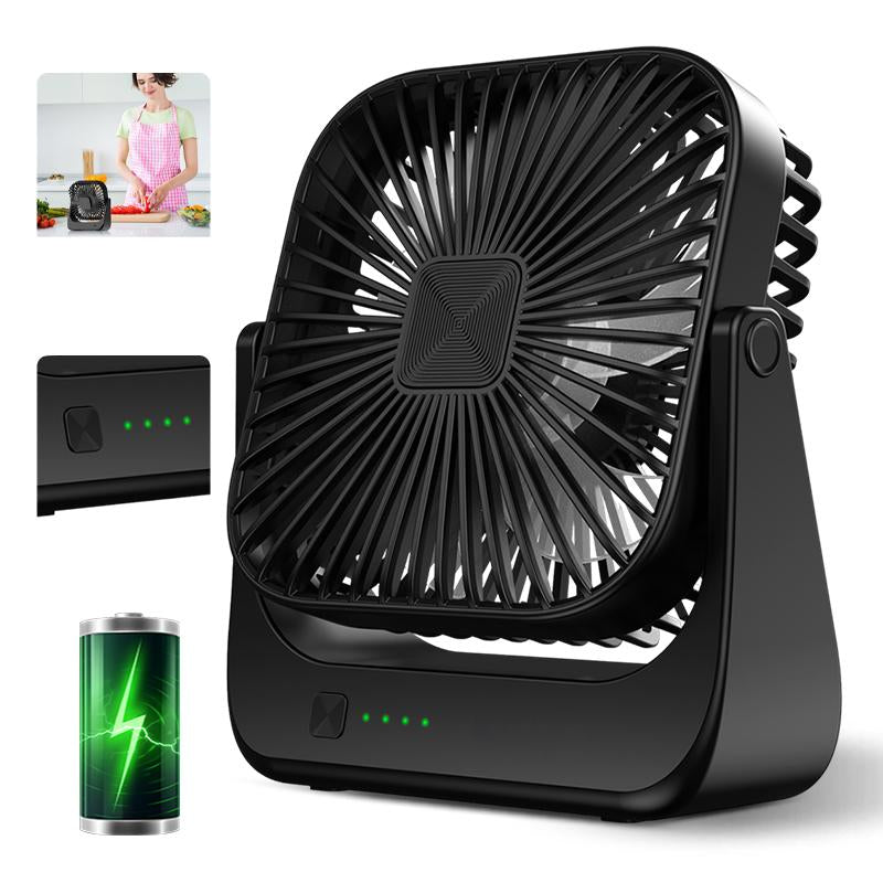 Portable Desk Fan, Powerful Wind, Rechargeable Table Fan for Summer, 360° Pivot, Cooling Fan, 5 Speeds Adjustable Ultra-Quiet Table Fan, USB-C Powered Fan Is Perfect for Offices, Bedrooms, and Desktops, Room Accessories, Birthday Gift
